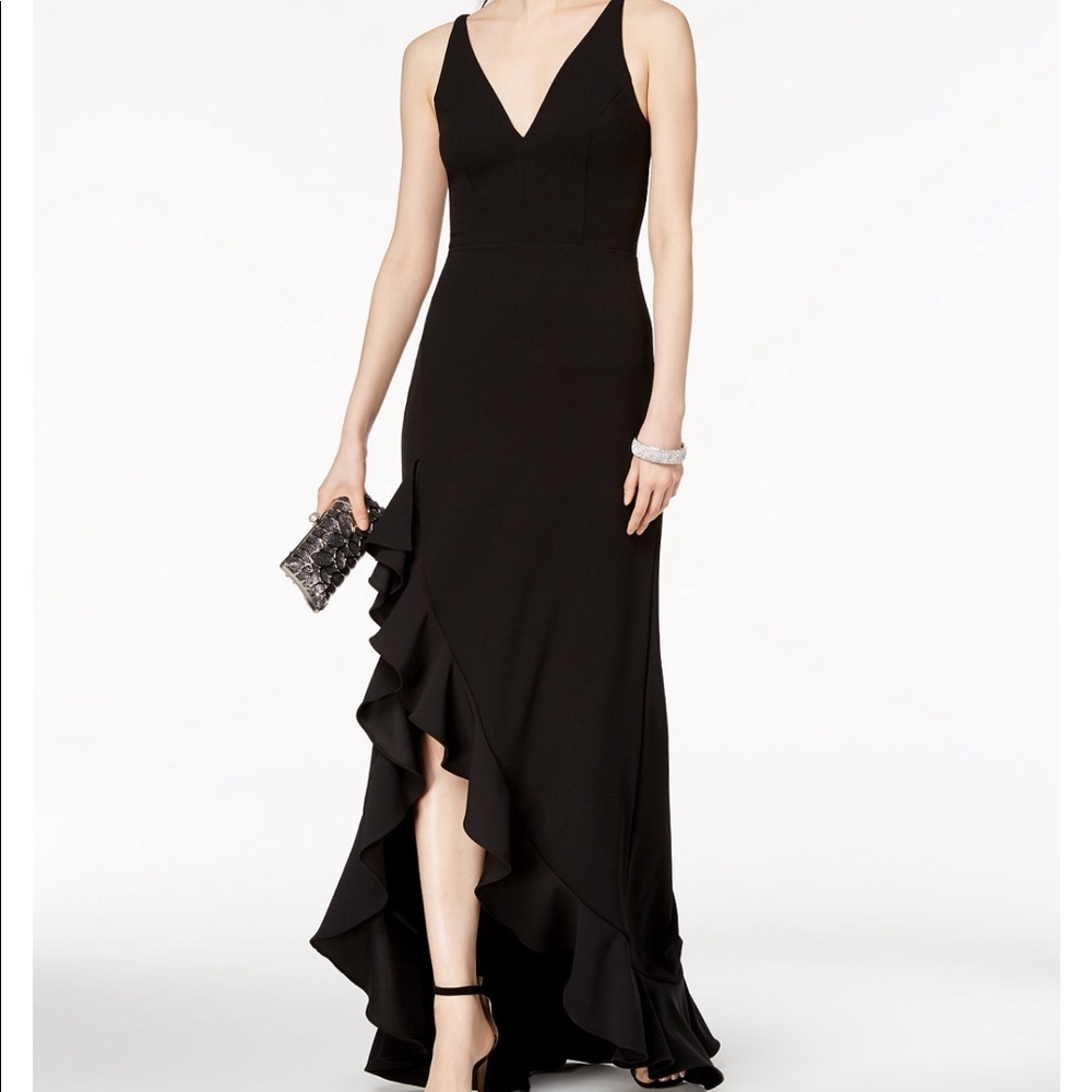 Plunging Ruffled Gown